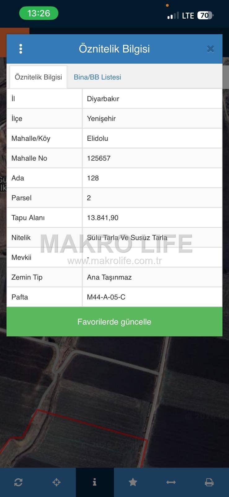 Diyarbakır Yenişehir Elidolu Mahallesi’nde 13800 M2 MÜSTAKİL TARLA